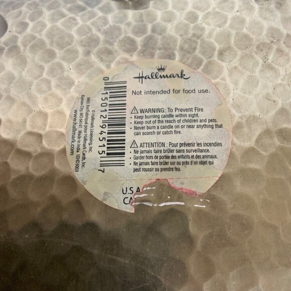 Hallmark Leaf Shaped Decorative Footed Platter Hammered Metal Candleholder - Picture 7 of 9